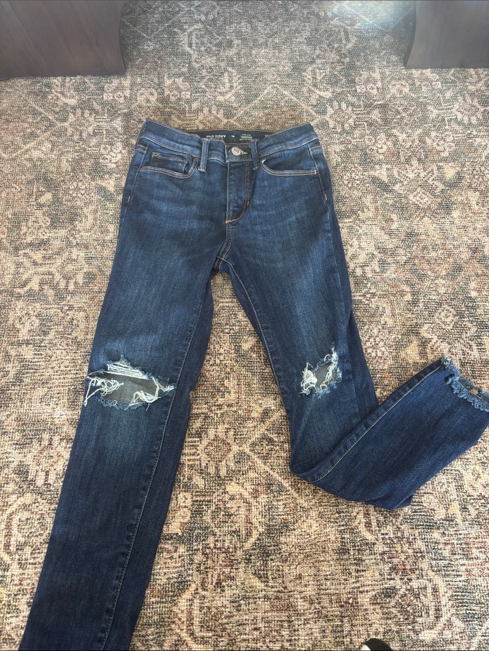 Girls Old Navy rockstar dark Blue Distressed Jeans